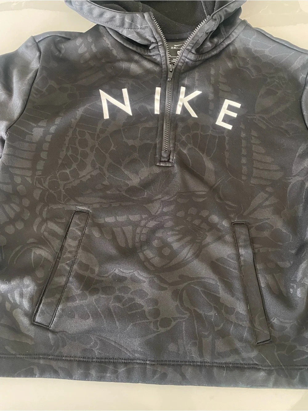 Nike Dri-FIT 1/2 Zip Hoodie butterfly print front pocket girls sz m